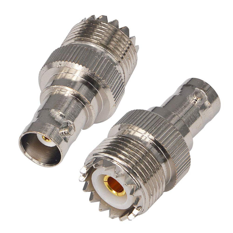 BOOBRIE 2-Pack BNC Female to UHF Female SO-239 BNC to UHF Jack Coax SO239 Connector for Antennas, Wireless LAN Devices, CCTV, Wi-Fi Radios External Antenna