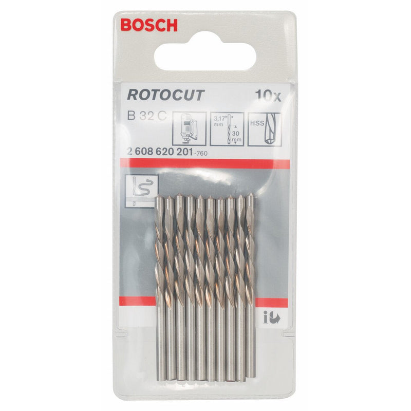 Bosch Rotocut milling cutter 10 pieces W 32 C 32 C 3.17 mm, L 30 mm, G 60 mm