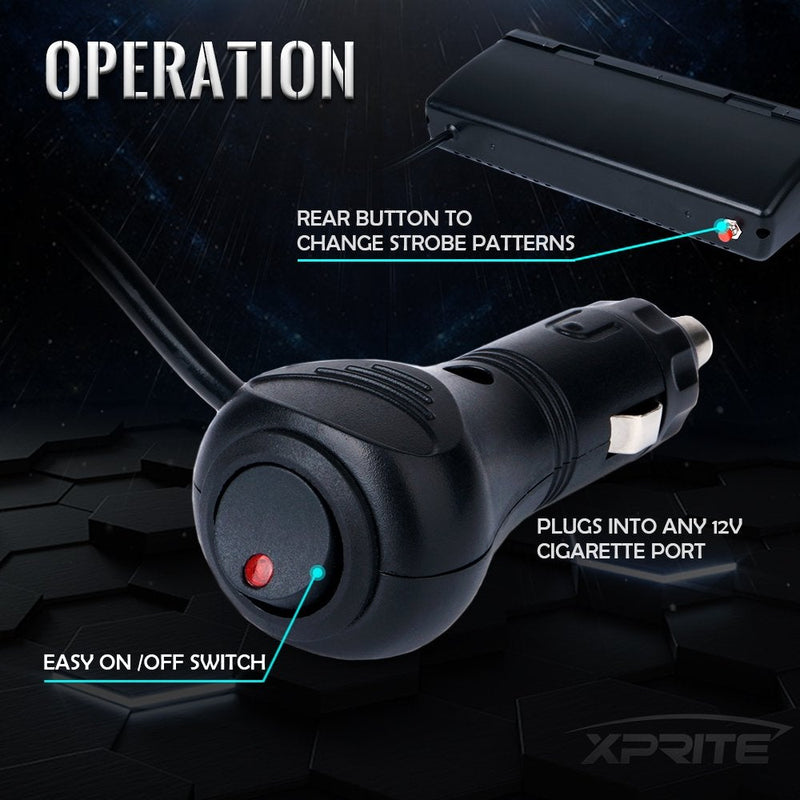 Xprite Red LED Emergency Hazard Warning Strobe Lights, Interior Roof Windshield Visor Dash Deck Flashing Light, w/Suction Cups for Police Volunteer Firefighter Vehicles Trucks #4 Red