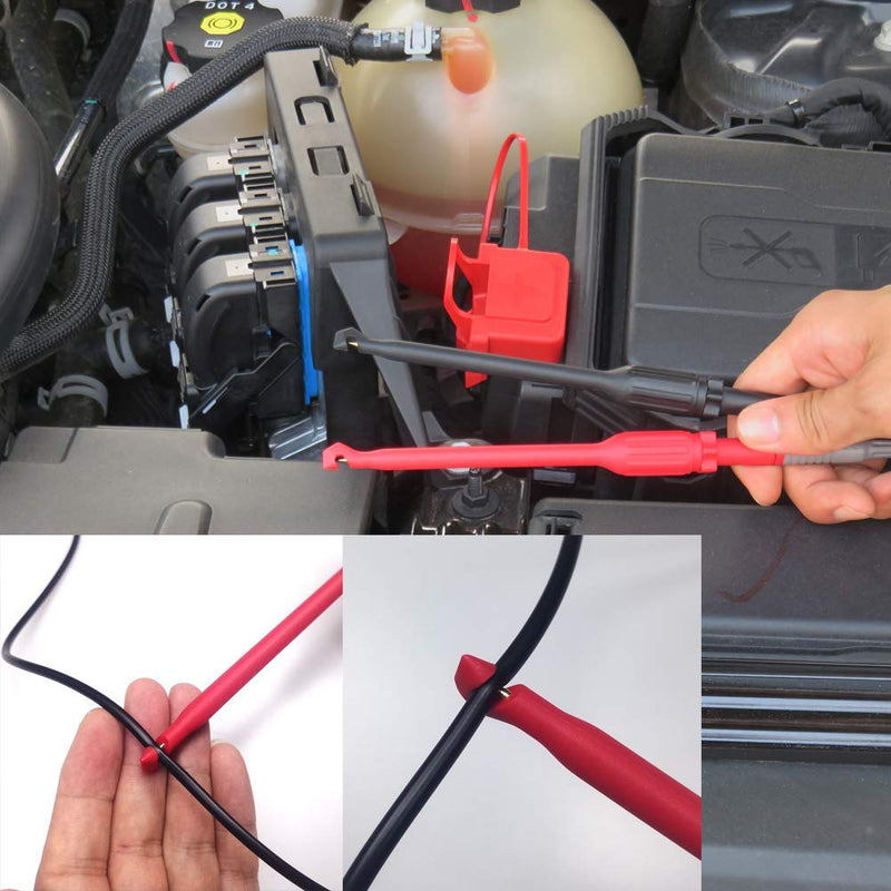 TKDMR Automotive Wire Piercing Probe - Wire Piercing Clip Puncture WireBack Probe Pins,Copper,Black and Red,Screw Thread,Use for 4mm Banana Extended Test Cable (6) 6