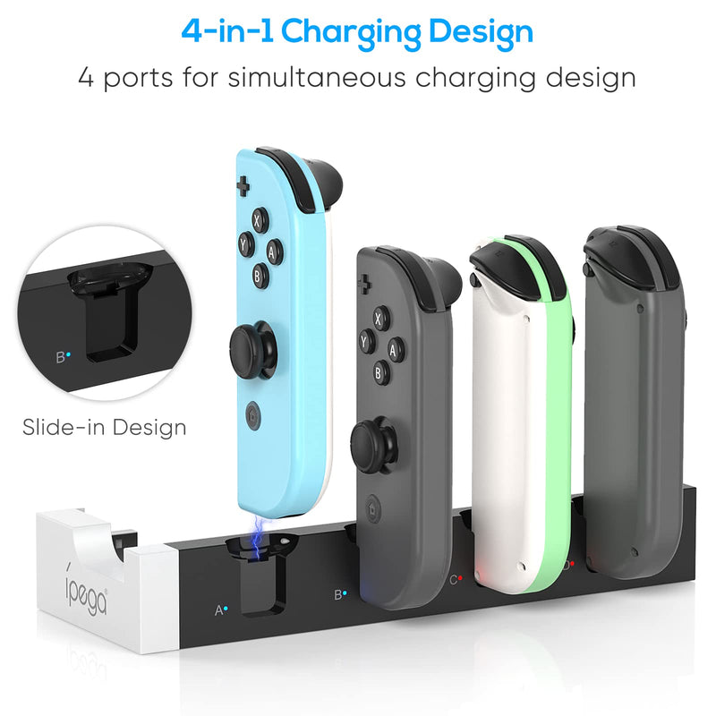 Charging Dock Compatible with Nintendo Switch & Switch OLED Model Joycons, Switch Controller Charger Dock Station for Joycon Charges up to 6pcs, Charging Stand Station for Nintendo Switch/OLED Model Pure white