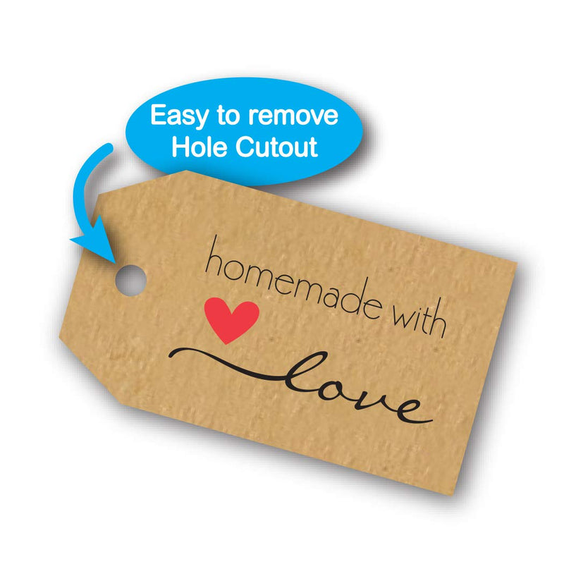 1.15"x2" Inch Natural Kraft Homemade with Love Gift Tag Sticker / 500 Labels per roll