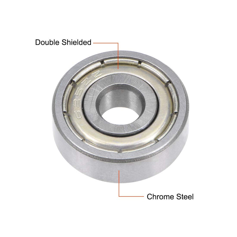 uxcell 625ZZ Deep Groove Ball Bearing 5x16x5mm Double Shielded Chrome Steel Bearings 2-Pack 5mmx16mmx5mm