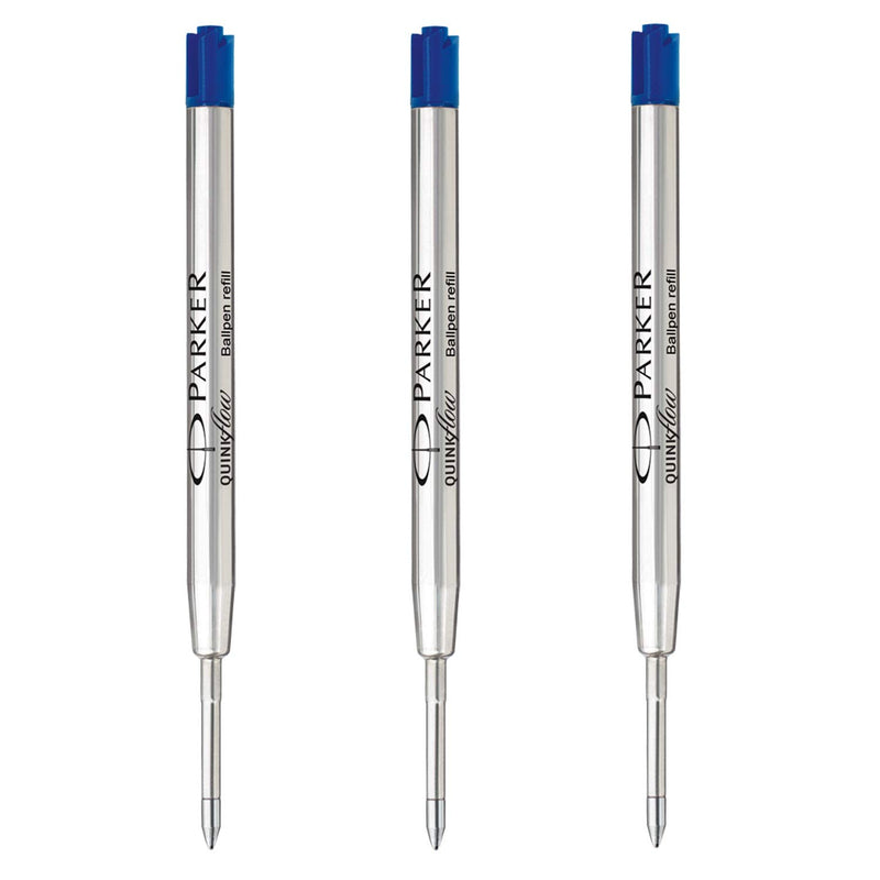 PARKER QUINKflow Ballpoint Pen Ink Refills, Medium Tip, Blue, 3 Count