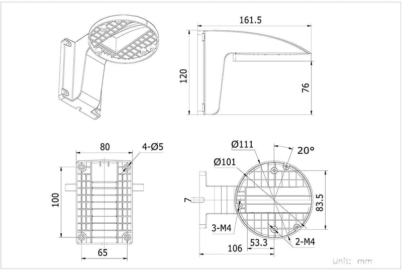 Indoor Wall Mount Bracket DS-1258ZJ for Anpviz IP POE Dome Camera IPC-D250W/280W