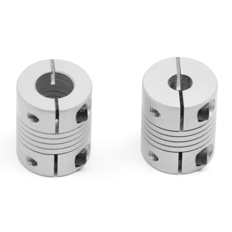 Befenybay 2PCS 6.35mm to 10mm Flexible Shaft Coupling 25mm Length 20mm Diameter for Stepper Motor Coupler Aluminum Alloy for 3D Printer CNC Machine (6.35x10mm) D20 L25 6.35-10mm