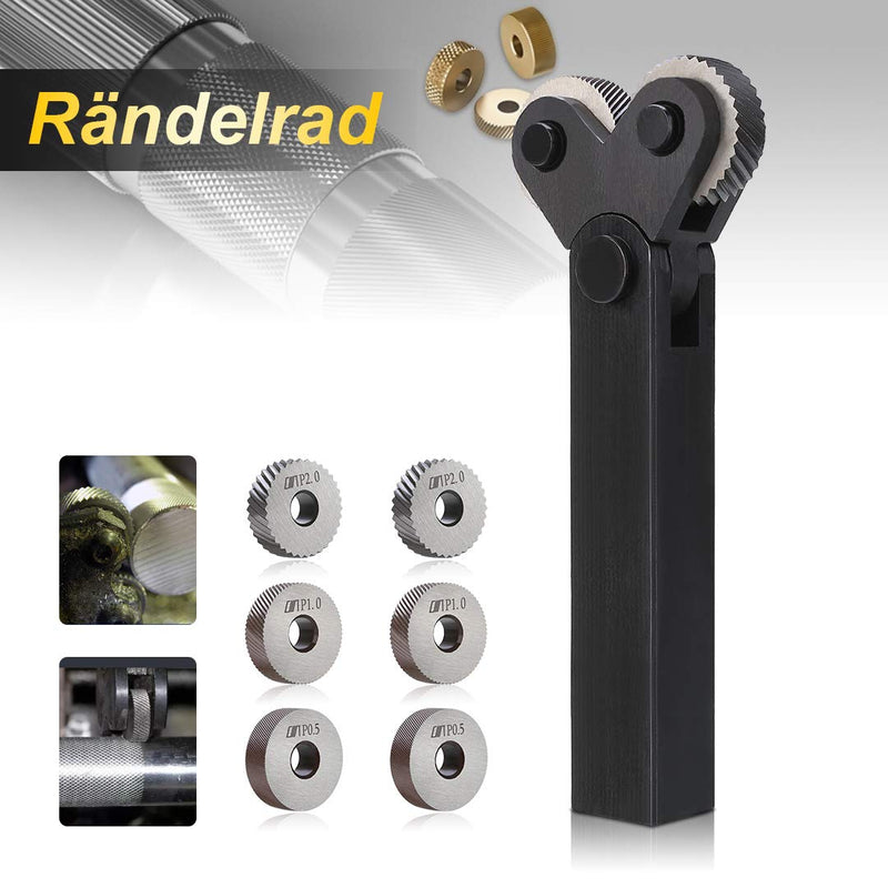 7pcs Steel Knurling Wheel Knurling Tool Knurling Tool Diagonal Wheel Linear Knurl Set 0.5mm 1mm 2mm