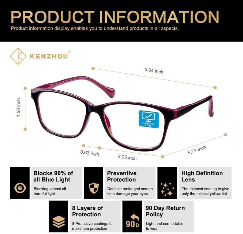 Blue Light Blocking Glasses/Computer Glasses 1 Pack Decrease Eye Eyestrain Unisex(Men/Women) C4