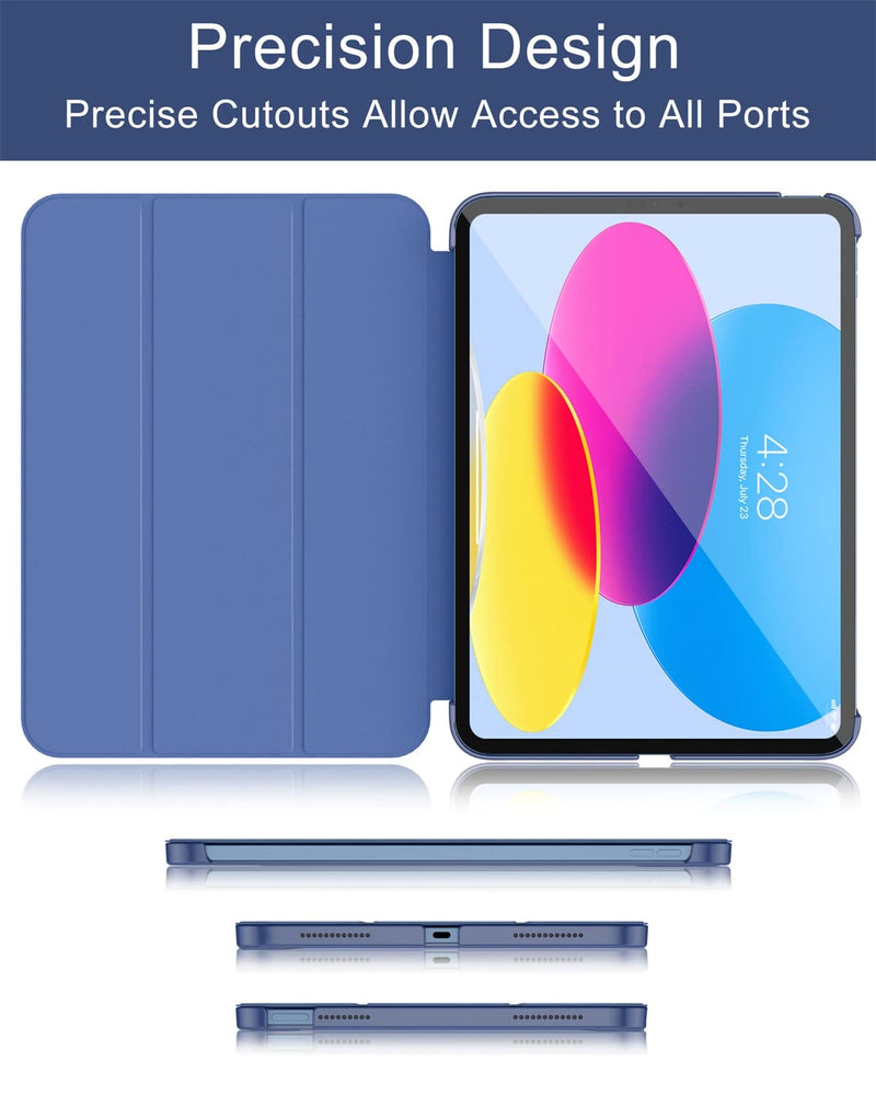 Soke Case for iPad 10th Generation(10.9-inch,2022) - [Smart Cover Auto Wake/Sleep + Slim Trifold Stand], Premium Protective Hard PC Back Cover for New Apple iPad 10.9 Inch - Navy Blue