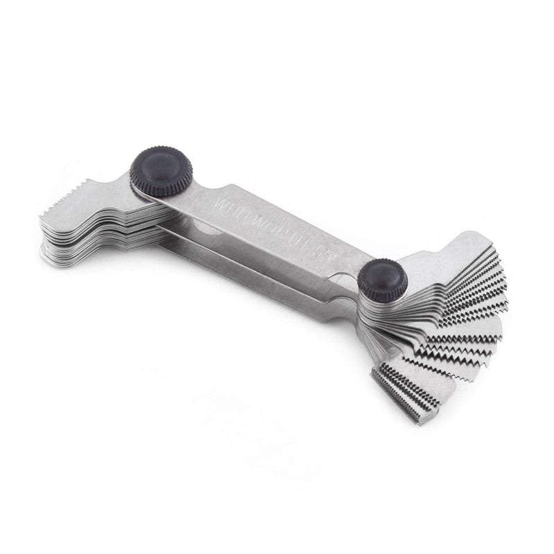 51/52 Piece Stainless Steel Thread Gauge 60 and 55 Degree Screw Pitch Measuring Tool Measuring Gauge Metric + Imperial Stainless Steel Thread Gauge (Métrique + Impérial (52pc))