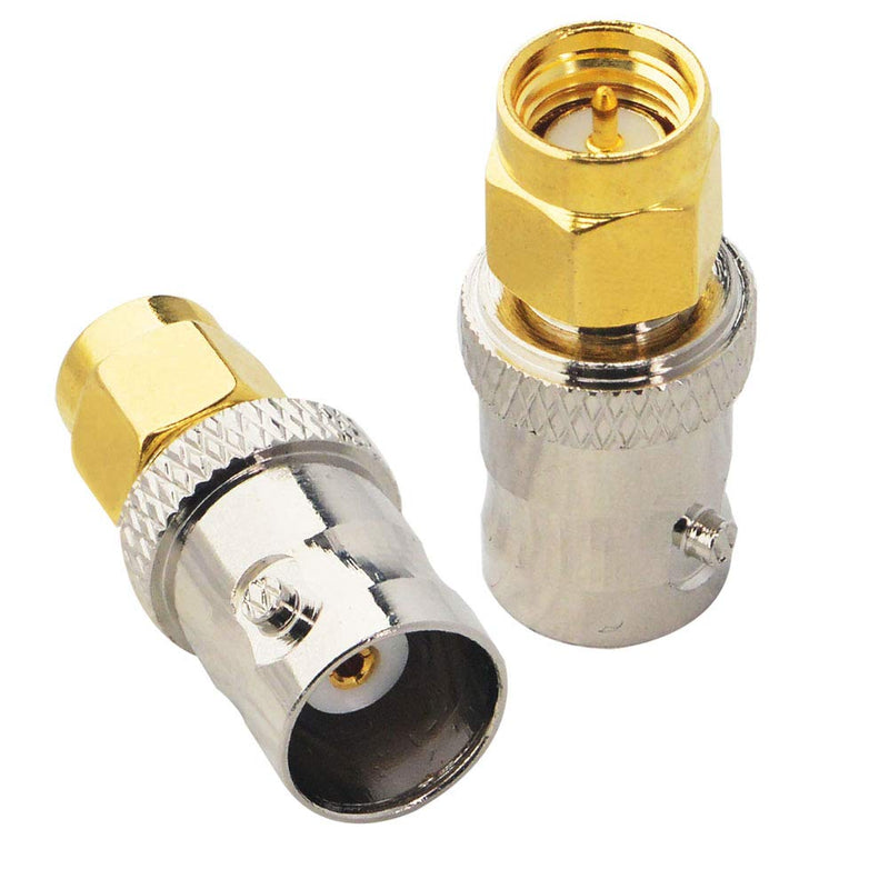 BOOBRIE BNC SMA Coax Connector SMA Male to BNC Female Coaxial Connector Low Loss Coax Adapter for RF Antennas, Wireless LAN Devices, Coaxial cable, WiFi, Ham or Handheld Radios, Scanner, SDR Pack of 2