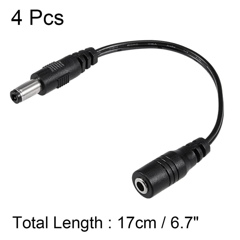 uxcell 16cm 3.5x1.35mm Female to 5.5x2.1mm Male DC Power Extension Cable Connector for CCTV Security Camera 4pcs