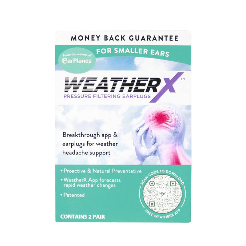 WeatherX, Pressure Filtering Earplug for Shifts in Barometric Weather Pressure (Small 2 Pk) Small 2 Pk