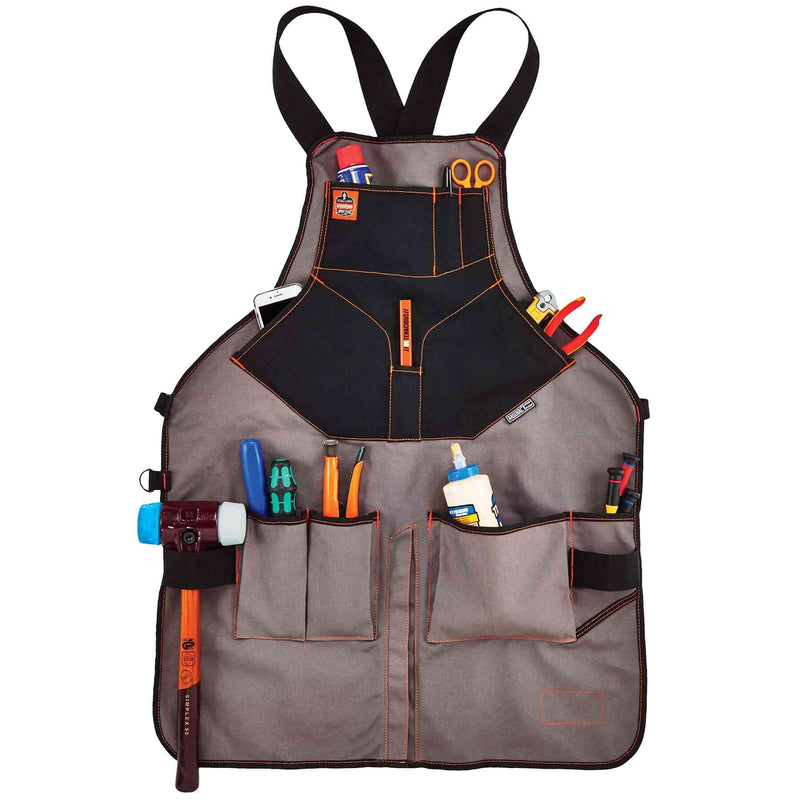 Ergodyne - 13696 Arsenal 5705 Full Length Tool Work Apron, 13-Pockets, Gray
