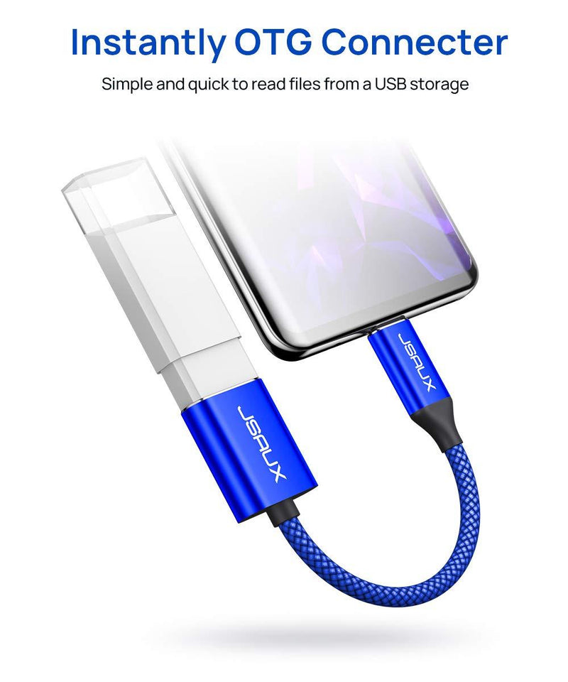USB C to USB Adapter [2 Pack], JSAUX USB Type C Male to USB 3.0 Female OTG Cable-Blue Blue
