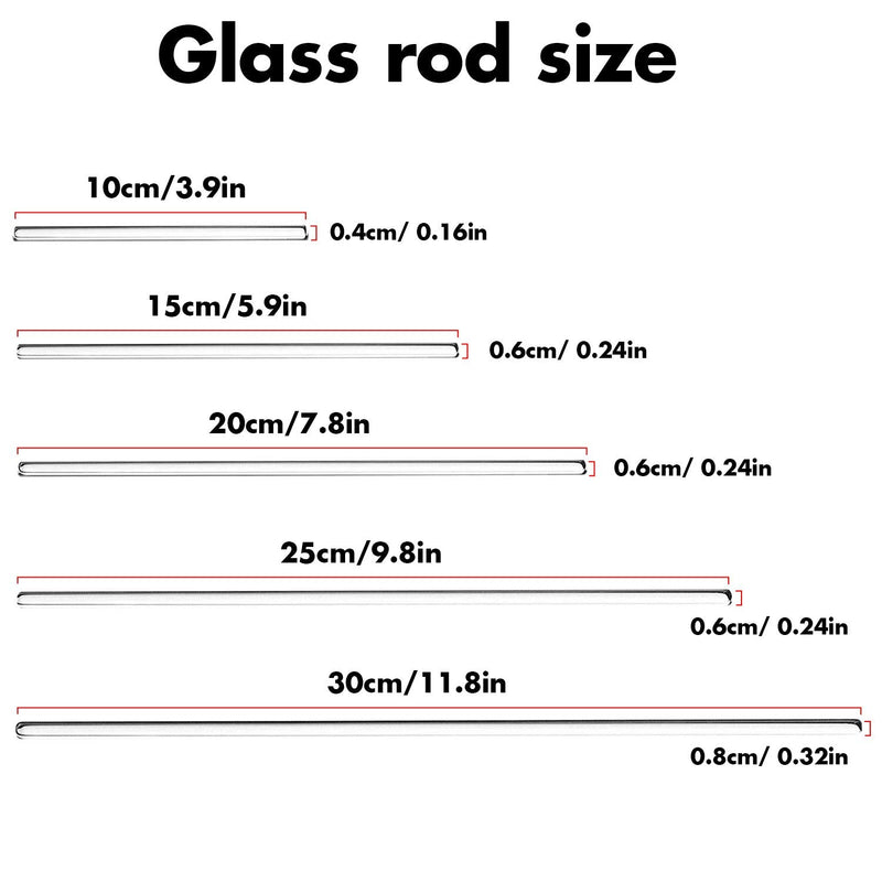 Young4us Glass Stirring Rod - 12" 10" 8" 6" 4" Long, 5 MM Diameter - 5 Pack