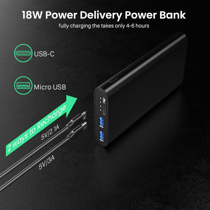 Portable Charger Power Bank 26800mAh,18W Power Delivery Charging with Newest Intelligent Controlling IC and USB-C, High-Capacity External Battery Pack Compatible with iPhone Samsung LG iPad etc