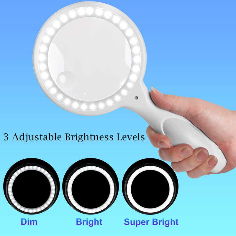 Magnifying Glass with Light, 30X Magnifying Glasses with Light for Close Work Magnifying Glass for Reading - 33 LED Large Magnifying Glass 30X Magnifying Glass with The Light White