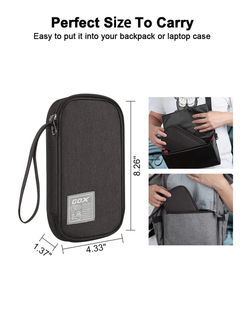 GOX Electronic Organizer Small Travel Cable Organizer Bag for Hard Drives,Cables,USB, SD Card,Black Black