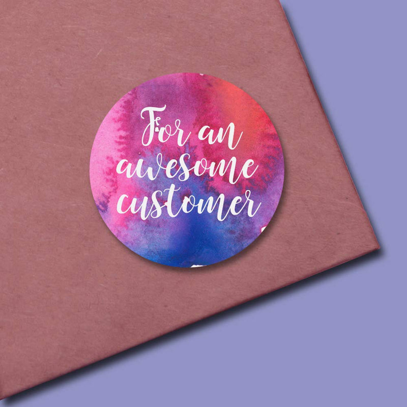 Tie Dye Pink & Purple Awesome Customer Thank You Appreciation Sticker Labels for Small Businesses, 60 1.5" Circle Stickers by AmandaCreation, Great for Envelopes, Postcards, Direct Mail, More!