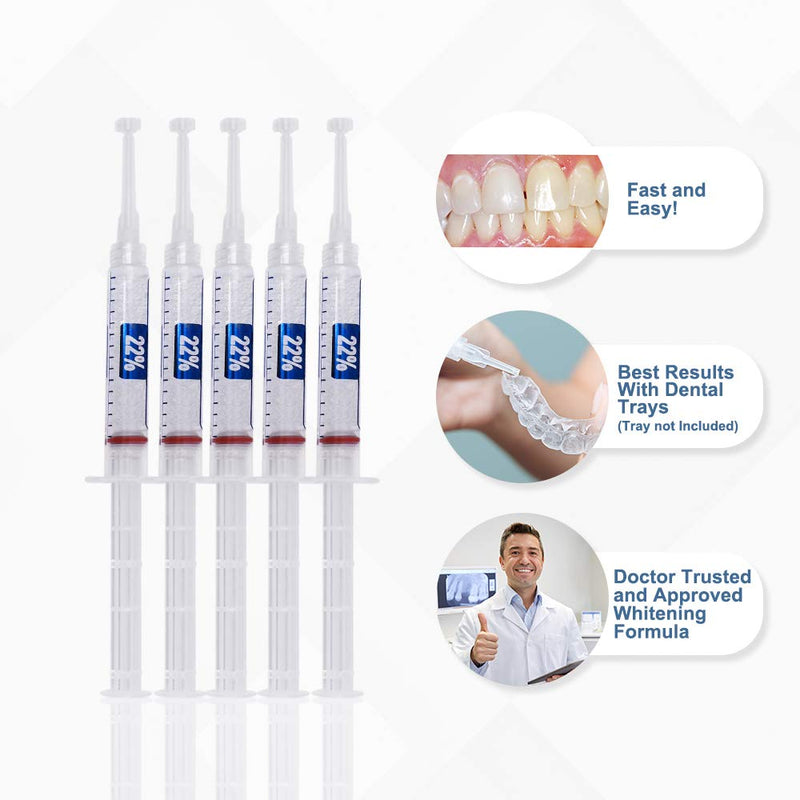Ultra White 22% Teeth Whitening Gel Large 5 Tubes 3.8 ml of Gel use for Beautiful White Smile