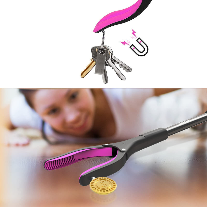 Jellas 2-Pack 32 Inch Grabber Reacher Tool with Shoehorn, 90° Rotating Head Grabber Tool for Elderly, Outdoor and Indoor Trash Picker Grabber(Purple) Purple