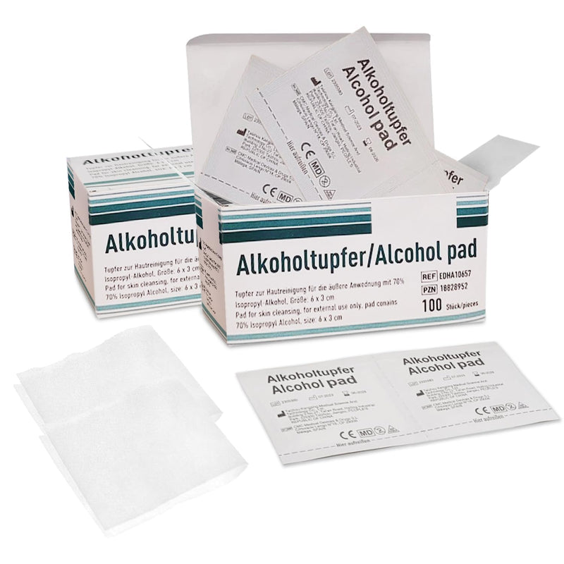 Alcohol Preparation Pads Alcohol Wipes, 70% Isopropyl Alcohol, Pack of 100, First Aid Alcohol Wipes, Individually Wrapped, Alcohol Wipes for General Cleaning, 2 Ply, Surgical Alcohol Wipes