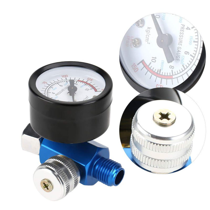 Akozon Air Pressure Regulator, 1/4 Spray Gun Air Pressure Regulator Pressure Gauge Pneumatic Tool Accessories