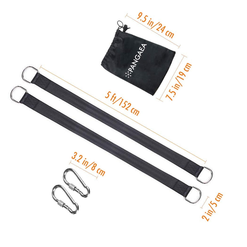 PANGAEA Tree Swing Hanging Straps Kit, Heavy Duty Holds 2200LBS Extra Long, with Safer Lock Snap Carabiners & Carry Pouch Bag (5 FT) 5 ft