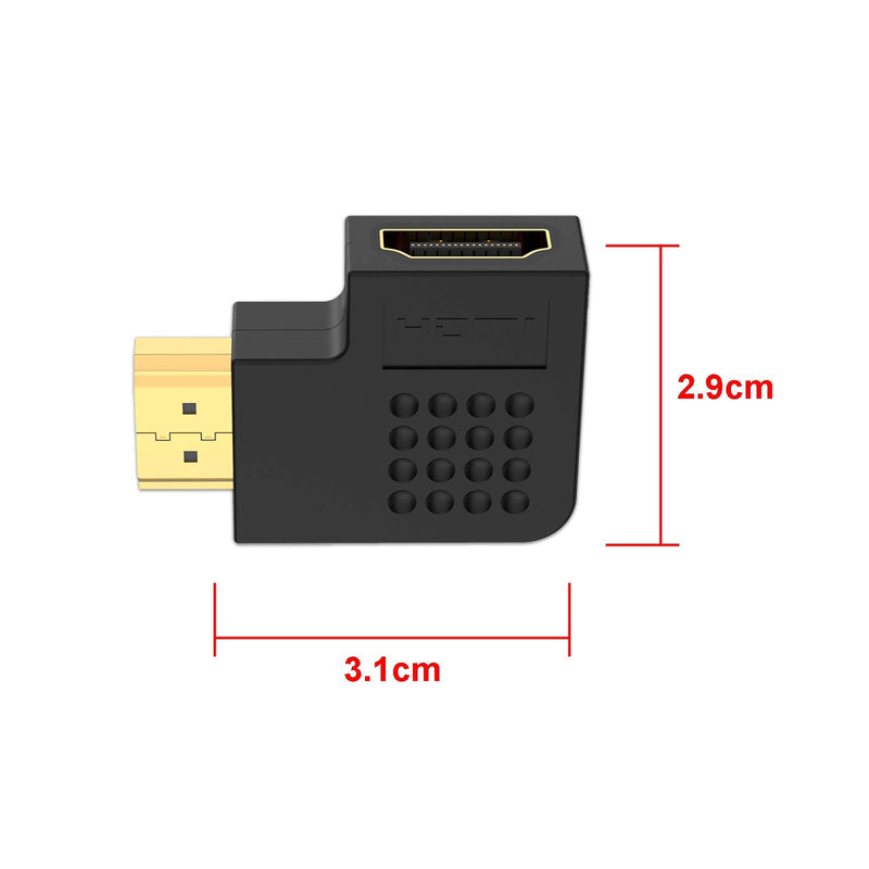 VCE HDMI 90 and 270 Degree Adapter 4-Pack, Right Angle HDMI Male to Female Vertical Flat Adapter HDMI L Shape Extender 3D 4K Supported