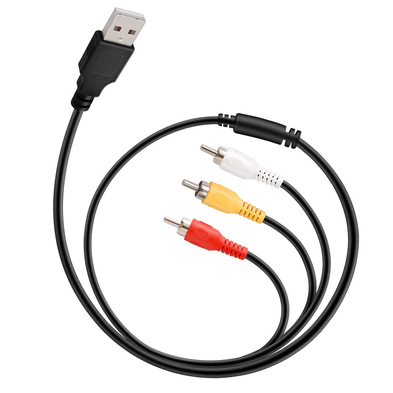 Yeworth USB to 3RCA Cable, 1.5m USB Male to 3 RCA Male Jack Splitter Audio Video AV Composite Adapter Cable for USB-enabled TVs and PCs