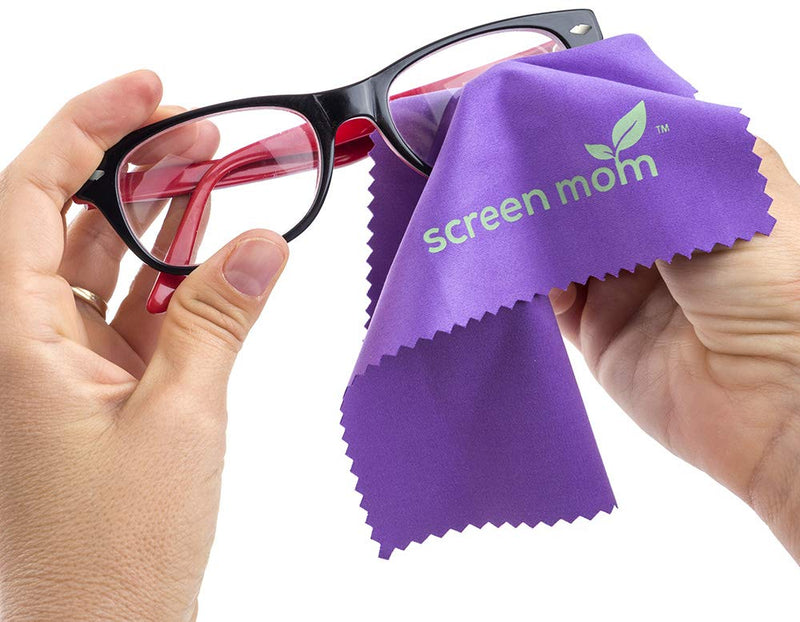 Screen Mom 1oz Screen Cleaner Spray 2 Pack - for Laptop, Computer Monitor, Phone Cleaner, iPad, Eyeglass, LED, LCD, TV - Includes 2 1oz Spray and 2 Purple Cleaning Cloths