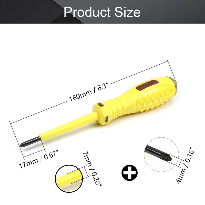 Fielect Circuit Tester, Voltage Tester Pen Screwdriver Electric Test Detector, Phillips Screwdriver Test Pencil 100-500V 1pcs Yellow Transparent Black Red 1Pcs