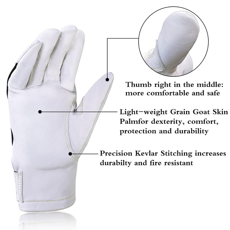 Intra-FIT TIG Welding Gloves, Premium Grain Goatskin, Great Heat Resistance&High Durability&Excellent Grip, True Fit Medium Style 3(nomex Back)
