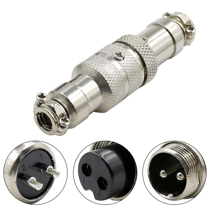 Hxchen 2Pin 16mm Waterproof Female/Male Wire Panel Power Chassis Metal Fittings Aviation Connector GX16-2P - (2 Sets)
