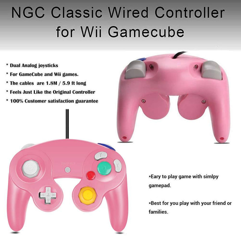 Gamecube Controller, Classic Wired Controller for Wii Nintendo Gamecube (Pink) Pink