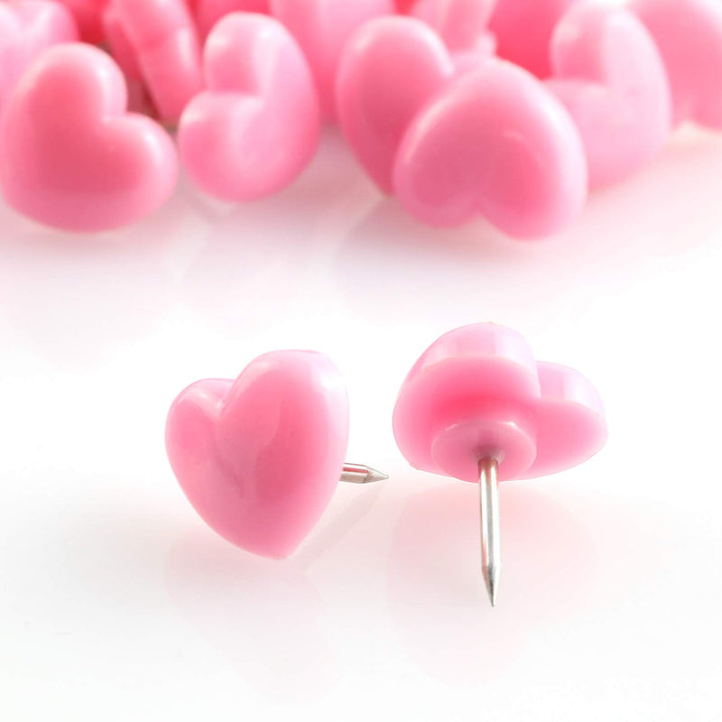 Lind Kitchen 100pcs Heart Shape Push Pins for Home School Office Notice Board Cork Board,Cute Thumbtacks Tacks Decorative Pushpins Accessories Supplies Pink