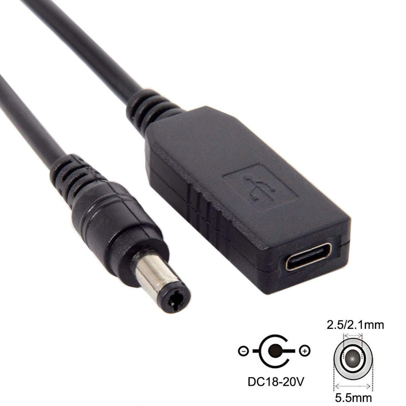 Cablecc USB 3.1 Type C USB-C to DC 20V 5.5 2.5mm & 2.1mm Power Plug PD Emulator Trigger Charge Cable for Laptop DC 5.5-2.5MM