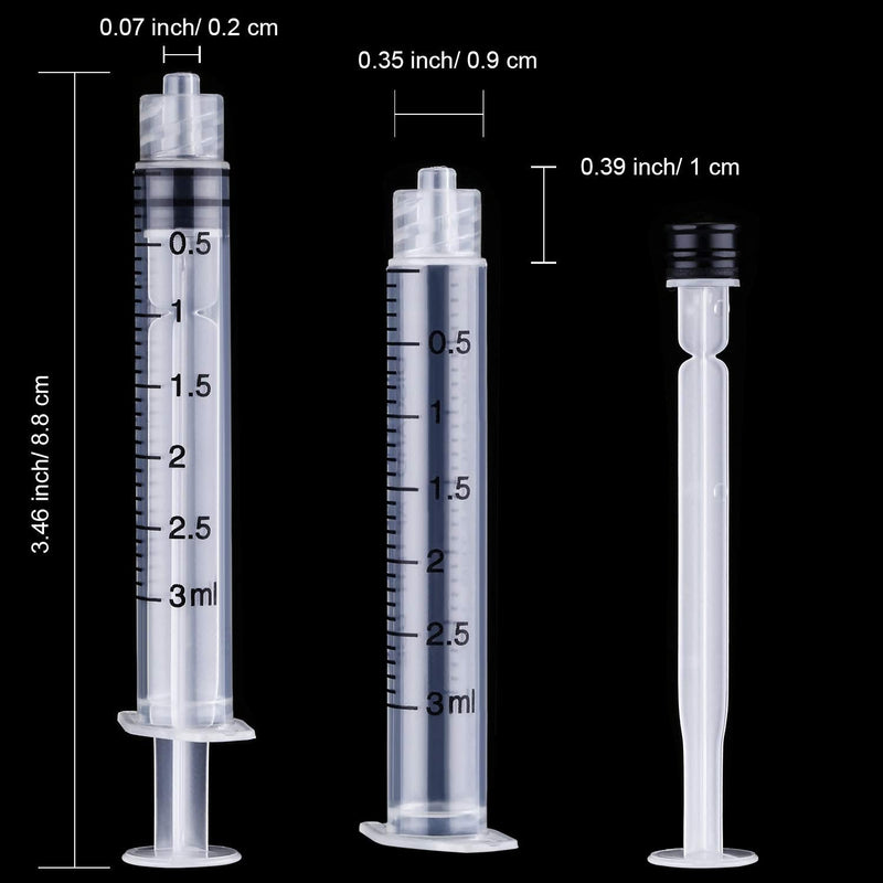 20 Pack Plastic Syringe Luer Lock with Measurement, No Needle (3 ML)