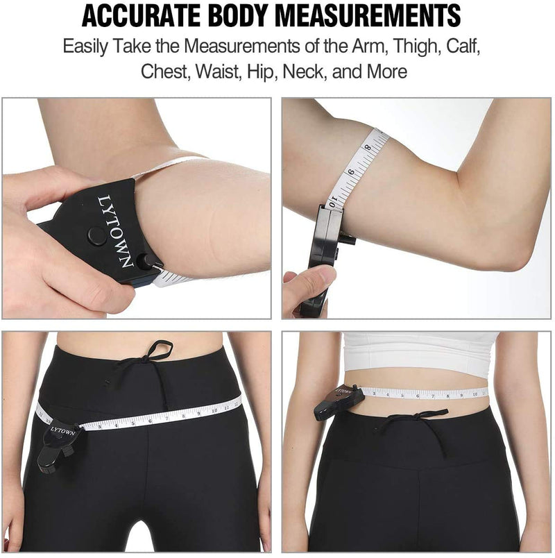 2PCS Tape Measure Body Measuring Tape 60inch (150cm), Retractable Measuring Tape for Body Measurement & Weight Loss, Accurate Body Tape Measure for Fitness, Tailor, Sewing, Handcrafts, Clothes Black