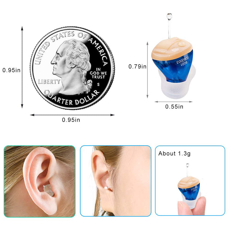 IncenSonic Hearing Amplifier Sound Amplifier with Digital Noise Reduction to Aid and Assist Hearing for Adults (Blue, Left) Blue