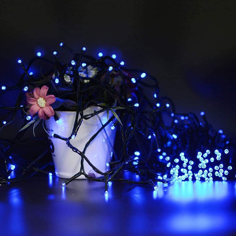 HOME LIGHTING 66ft Christmas Decorative Mini Lights, 200 LED Green Wire Fairy Starry String Lights Plug in, 8 Lighting Modes, for Indoor Outdoor Xmas Tree Wedding Party Decoration (Blue) Blue