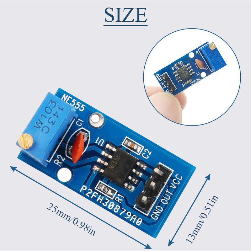 DAOKAI NE555 Pulse Generator 5-12V DC Adjustable Frequency Module Single Channel Signal Output Square Wave Pulse Generator Signal Generator for MCU Learning (Pack of 5)