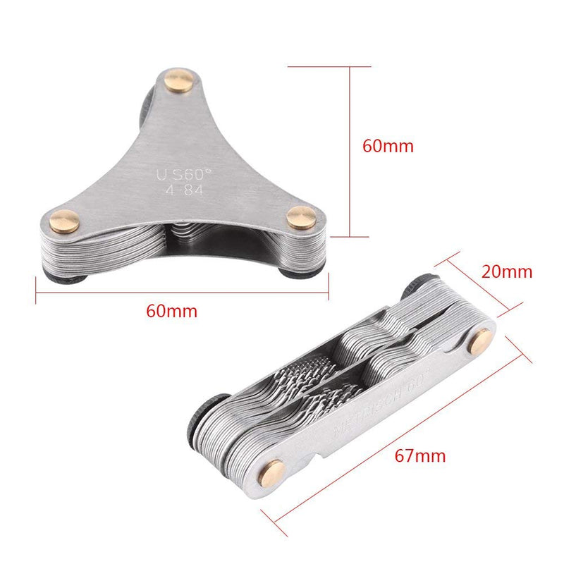 52pcs Thread Pitch Gauge SAE Stainless Steel Screw Pitch Measuring Tool (Metric&British Whitworth(52pcs))