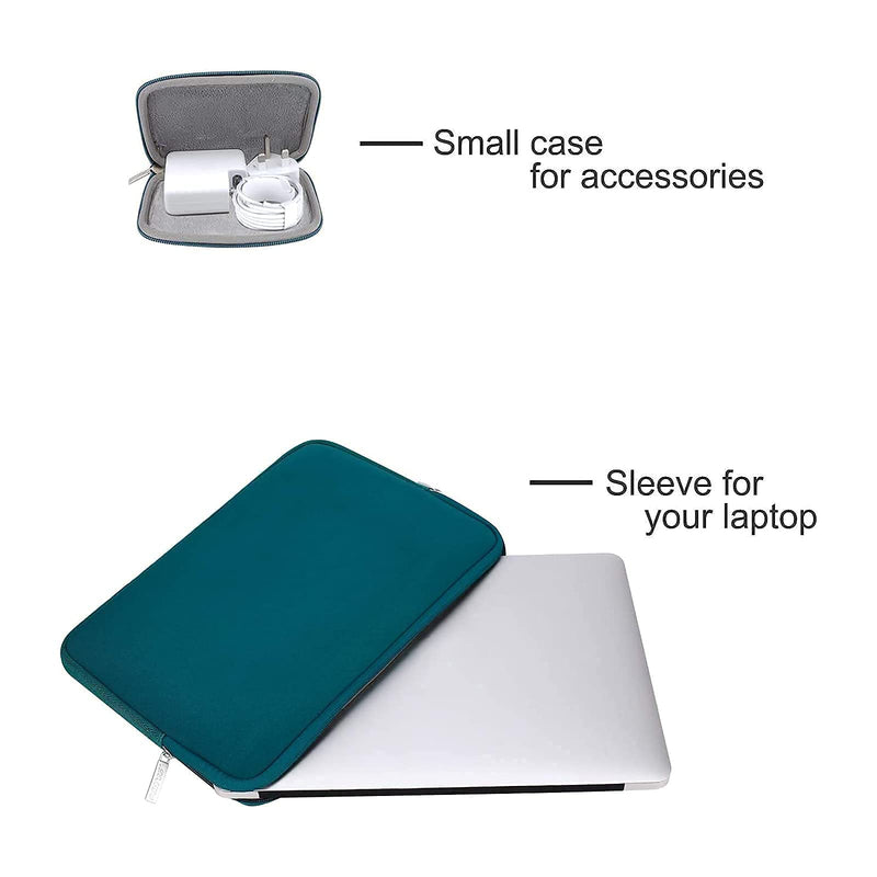 MOSISO Compatible with MacBook Air 13 inch Case 2018-2020 Rlease A2337 M1 A2179 A1932, Plastic Hard Shell Case&Neoprene Sleeve Bag with Small Case&Keyboard Cover, Deep Teal