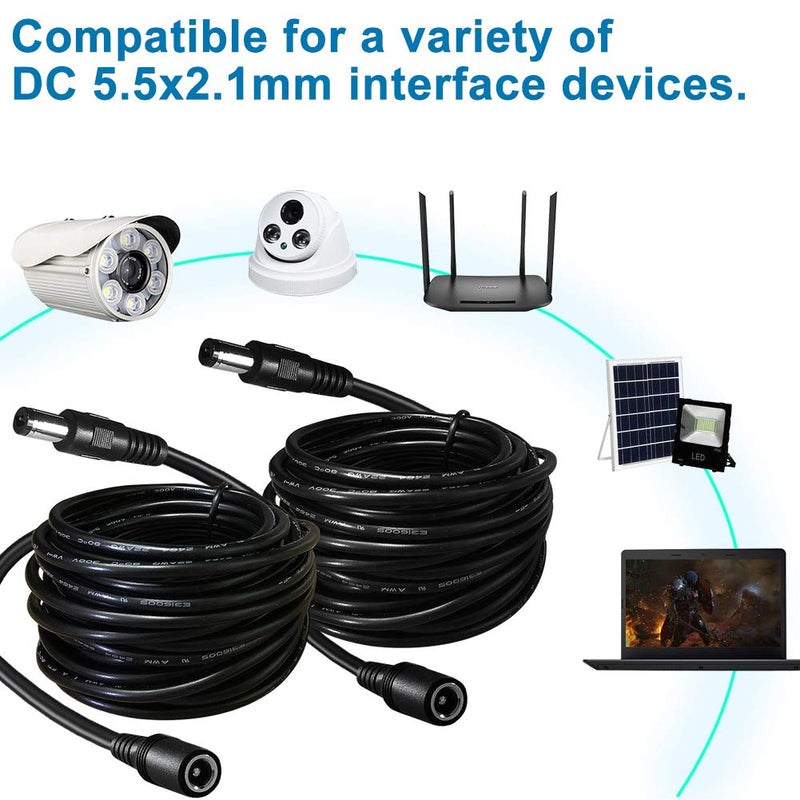 SIOCENã€2-Packã€‘3ft DC Extension Cable 5.5mm x 2.1mm Male to Female Power Cord for CCTV Security Surveillance Indoor IP Camera Dvr Standalone LED Strip,Car,12v DC Power Supply Plug Adapter