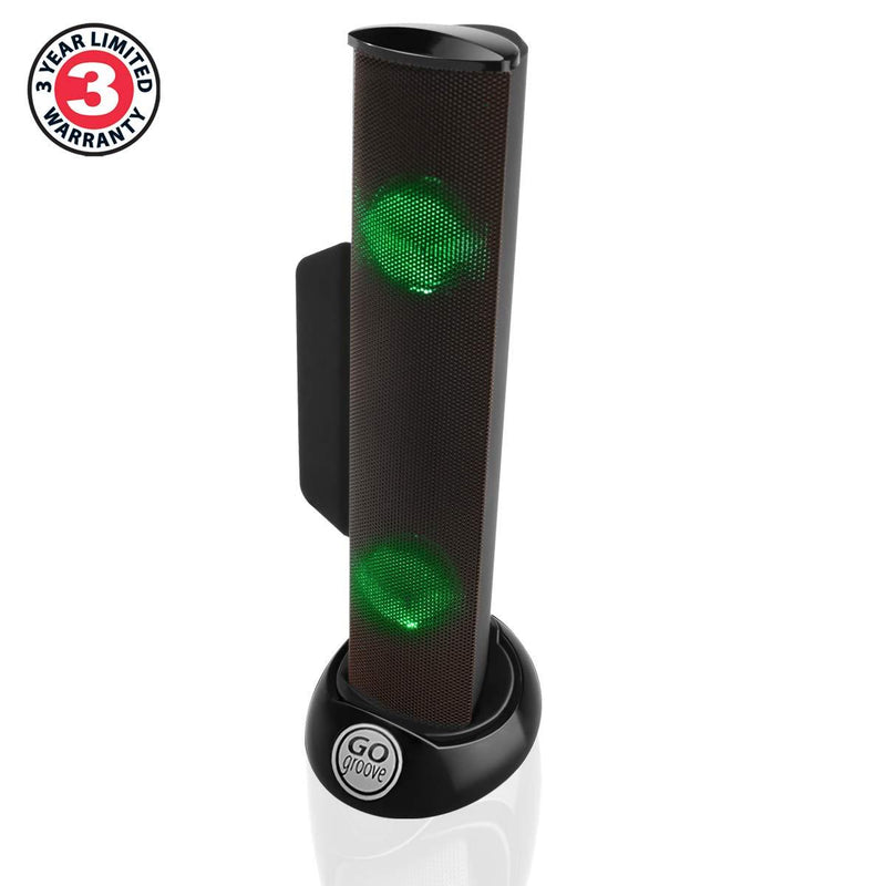 GOgroove SonaVERSE LED Speaker for Laptop Computer - USB Powered Clip-On Sound Bar with Mini Portable External Speaker Design for Monitor, Back Switch for Power - Audio Input and Power (Green) Green