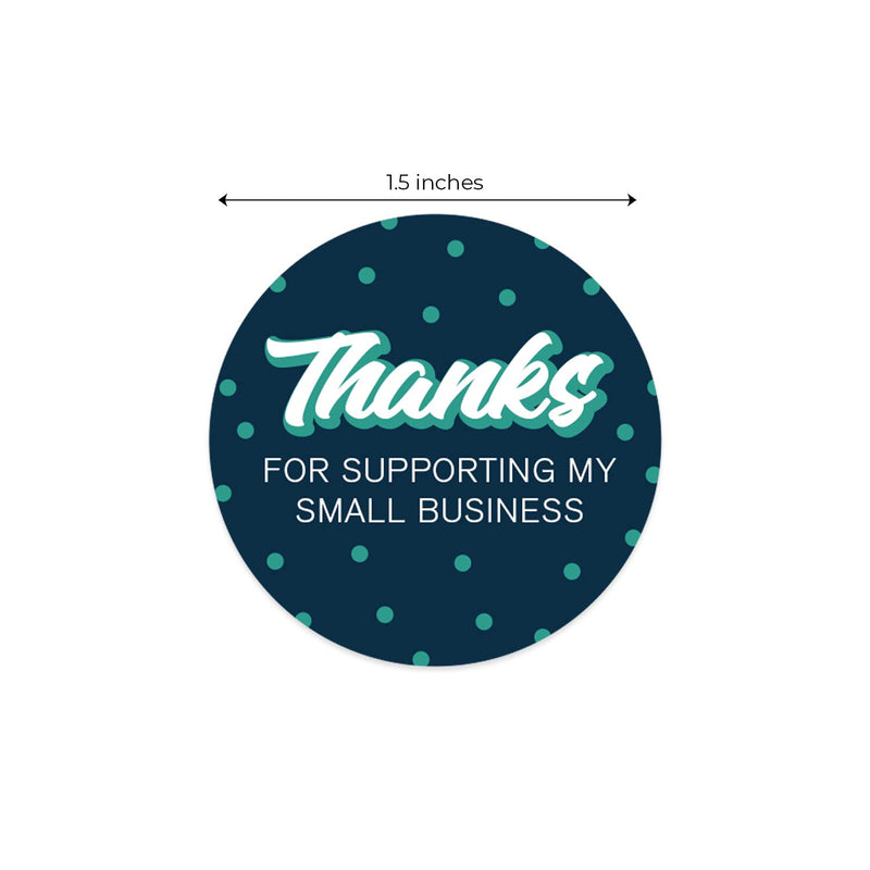 Modern Navy Polka Dot Thanks for Supporting My Small Business Stickers / 500 1.5" Thank You Business Labels