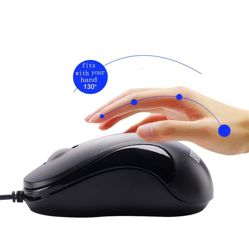 Computer Mouse 2 Pack Mini USB Mouse for Laptop Designed USB Optical Wired Mice for Office and Home use Compatible with Computer Laptop PC Desktop Windows 7/8/10/XP Vista and Mac Black Color by SOONGO BlackDouble