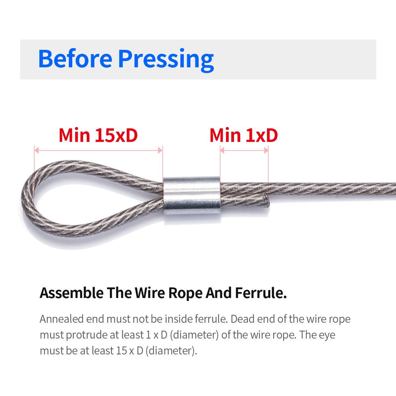 1/16" Aluminum Crimping Loop Sleeve 200PCS, Cable Ferrule Wire Rope Sleeves Loops Sleeve 1/16" (200PCS)